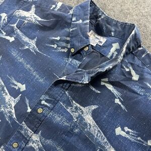 Vintage Reyn Spooner Hawaiian Shirt Mens XL Sailfish Fish Print Blue